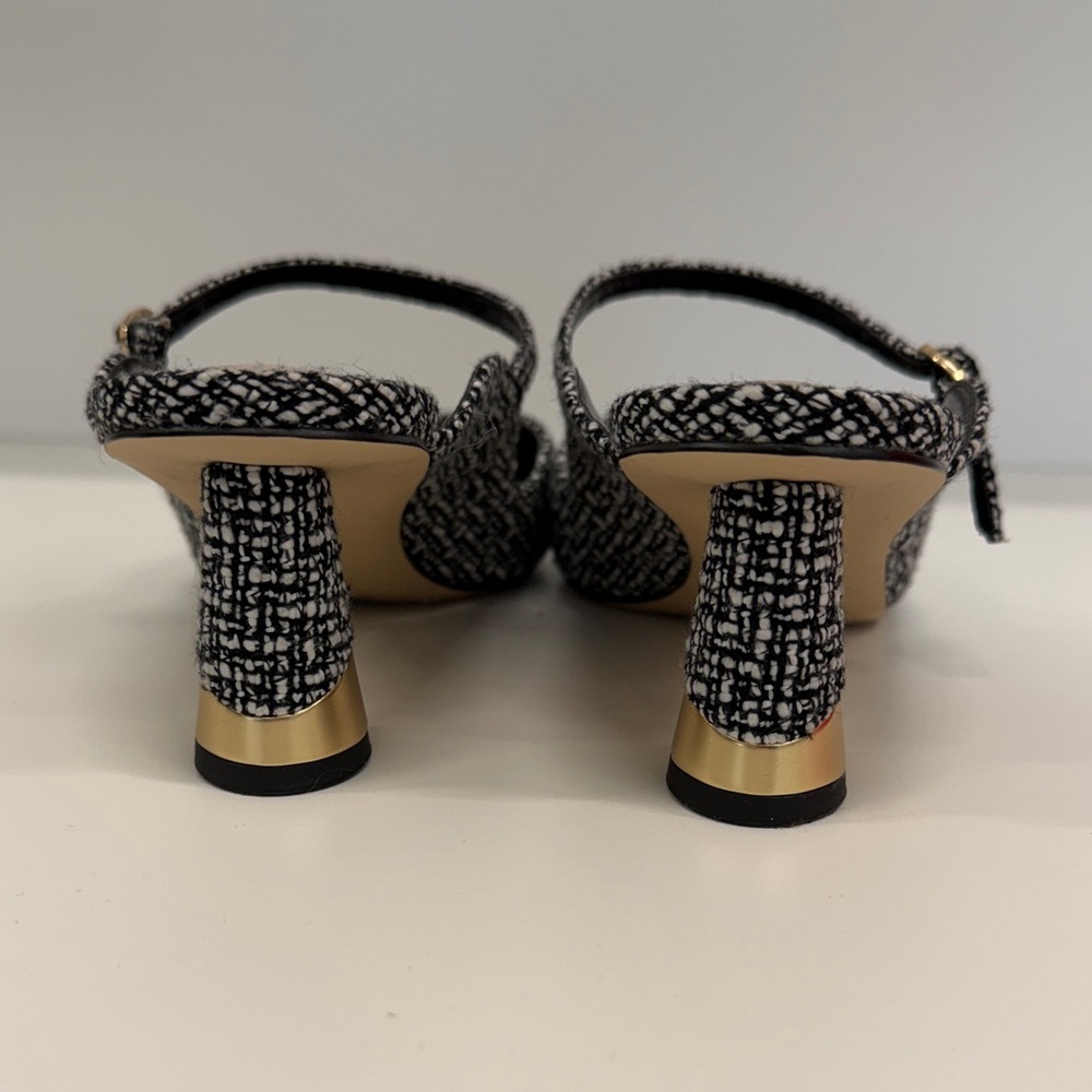 Charles & Keith Black and White Tweed Slingback Heels - Picture 5 of 6